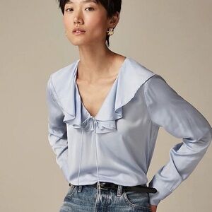 J Crew Goldie White Satin Top